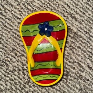 Vibrant Ceramic Flip Flop Spoon Rest Trinket Dish by Dennis East